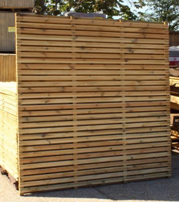 1800x1800mm Green Treated Contemporary Double Slatted Fence Panel